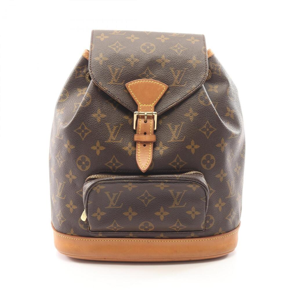Louis Vuitton Montsouris Monogram Backpack Bag Canvas Leather Brown